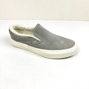 Vans Classic Slip-On Cozy Hug Sherpa Shoe Gray Drizzle Mens 5.5 Womens 7 Unisex